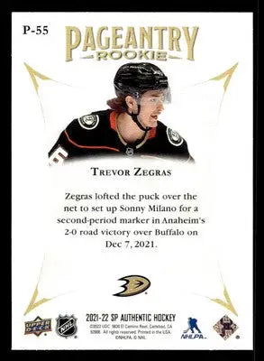 2021-22 SP Authentic #P-55 Trevor Zegras Pageantry - Hockey Card Single