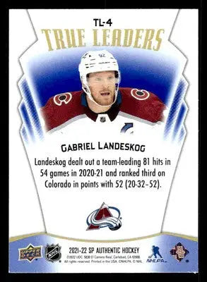 2021-22 SP Authentic #TL-4 Gabriel Landeskog True Leaders Blue - Hockey Card Single