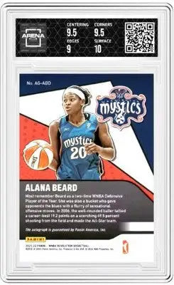 Graded Alana Beard basketball trading card from Panini WBA Arena Club 2021-22