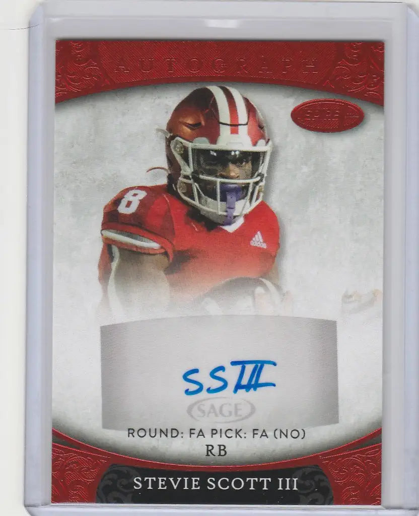 Football trading card of Stevie Scott III in red uniform, Aspire Red Auto #ASP-107