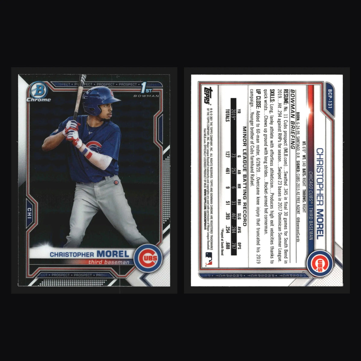 2021 Bowman Chrome Prospects #BCP-131 Christopher Morel 1st Bowman Cubs - Baseball Card Single