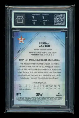 2021 Bowman Sterling Speckle Refractor Cristian Javier #BSR-CJ RC 95/9 AC 9.5 - Baseball Card Single