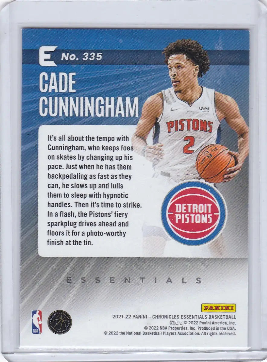 2021 CHRONICALS ESSENTIALS #335 CADE CUNNINGHAM PINK- DETROIT PISTONS - Basketball Card Single