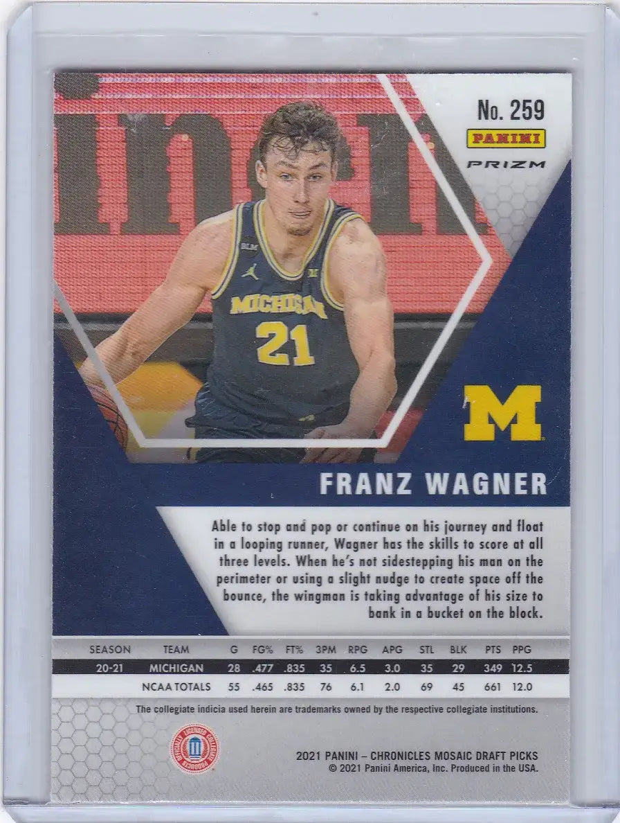 2021 CHRONICALS MOSAIC DRAFT PICK #259 FRANZ WAGNER PINK- ORLANDO MAGIC - Basketball Card Single