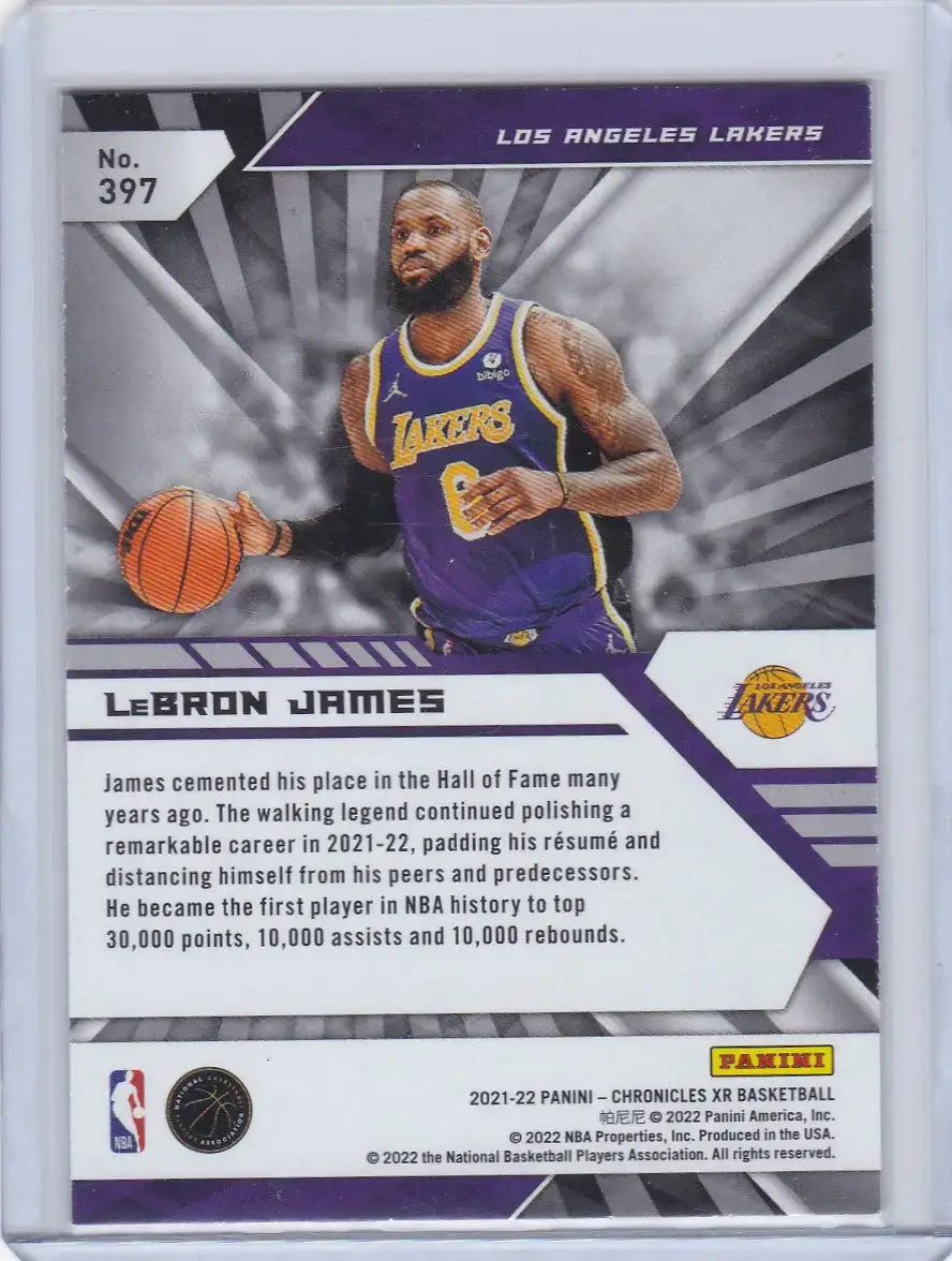 2021 CHRONICALS XR #397 LEBRON JAMES- LOS ANGELES LAKERS - Basketball Card Single