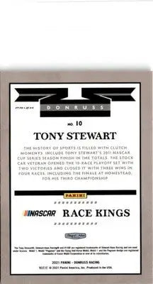 2021 Donruss #10 Tony Stewart Optic Orange Pulsar - Racing Card Single