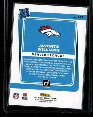 2021 Donruss #275 Javonte Williams - Football Card Single