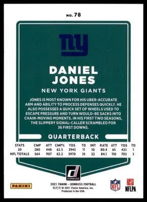 2021 Donruss Daniel Jones 78 New York Giants - Football Card Single