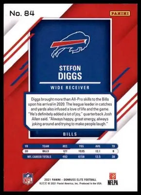 2021 Donruss Elite Stefon Diggs 84 Buffalo Bills - Football Card Single