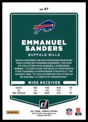 2021 Donruss Emmanuel Sanders 97 Buffalo Bills - Football Card Single