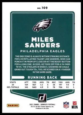 2021 Donruss Miles Sanders 109 Philadelphia Eagles - Football Card Single