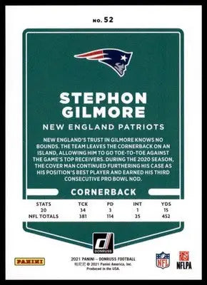 2021 Donruss Stephon Gilmore 52 New England Patriots - Football Card Single