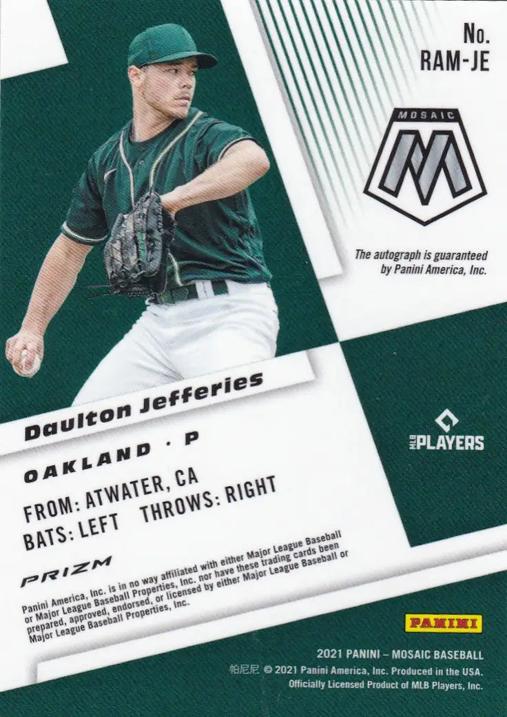 2021 MOSAIC #RAM-JE DAULTON JEFFERIES AUTO- OAKLAND ATHLEITCS - Baseball Card Single