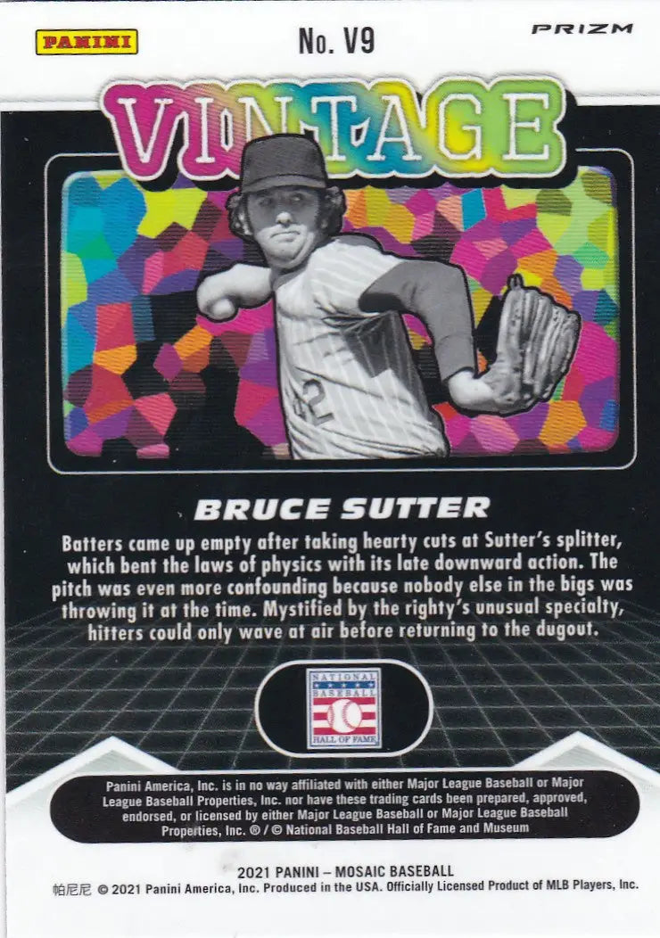 2021 MOSAIC #V9 BRUCE SUTTER VINTAGE GREEN REACTIVE- CHICAGO CUBS - Baseball Card Single
