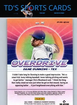 2021 Panini Chronicles #16 Dane Dunning Overdrive Building Blocks - Baseball Card Single
