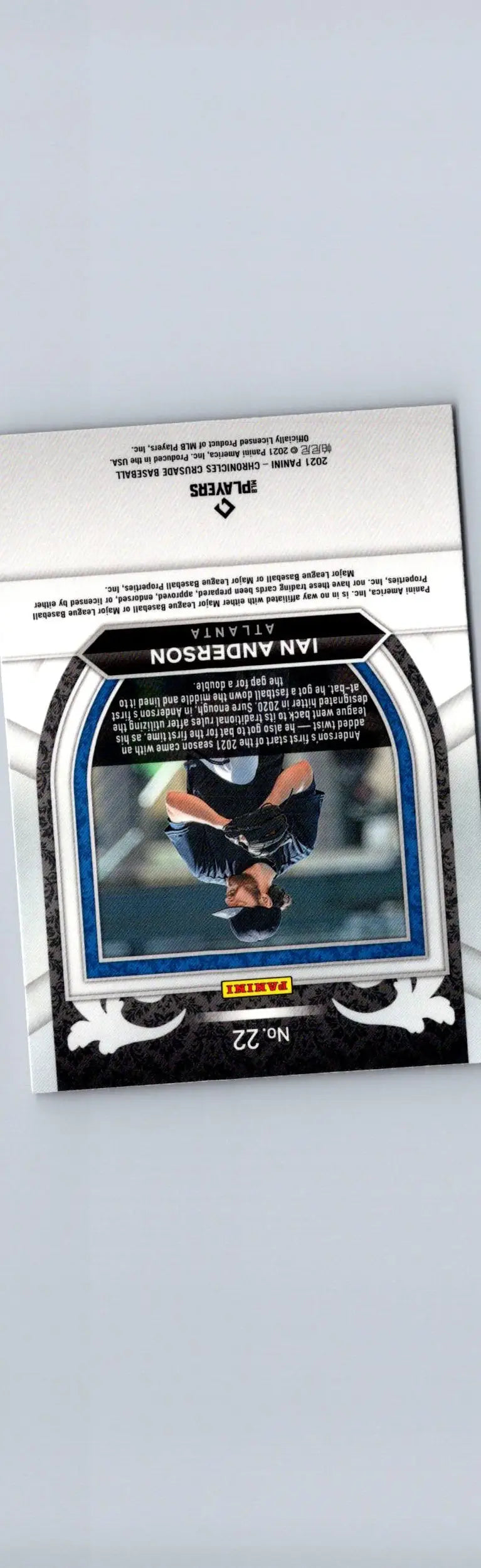 Baseball card of Ian Anderson from 2021 Panini Chronicles Crusade series
