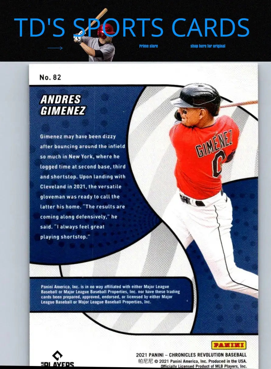 2021 Panini Chronicles Andres Gimenez Revolution baseball card featuring Andres Gimenez