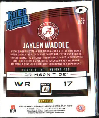 2021 Panini Chronicles Draft Picks Rated Rookie #207 Jaylen Waddle - Football Card Single