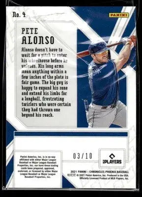 2021 Panini Chronicles Pete Alonso #4 Phoenix Gold SN #/10 New York Mets - Baseball Card Single