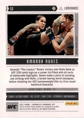 2021 Panini Chronicles UFC #53 Amanda Nunes Pink - UFC/MMA Card Single