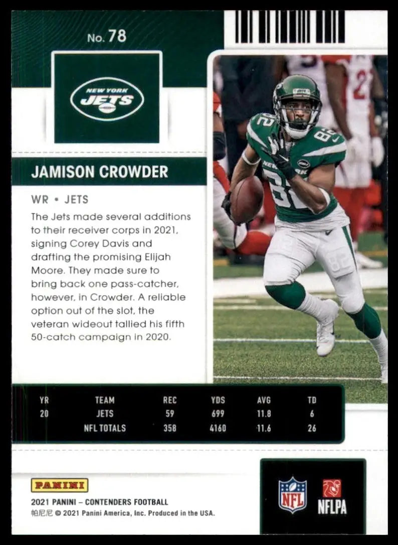 2021 Panini Contenders - Jamison Crowder #78 - Football Card Single