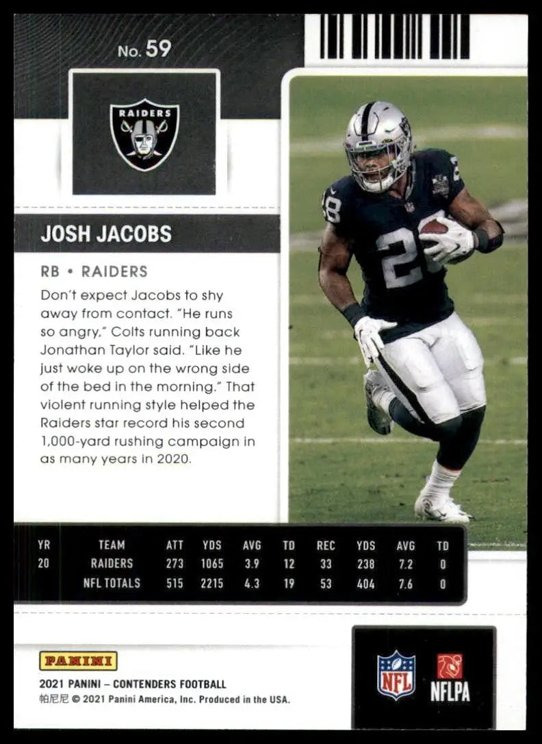 2021 Panini Contenders - Josh Jacobs #59 - Football Card Single