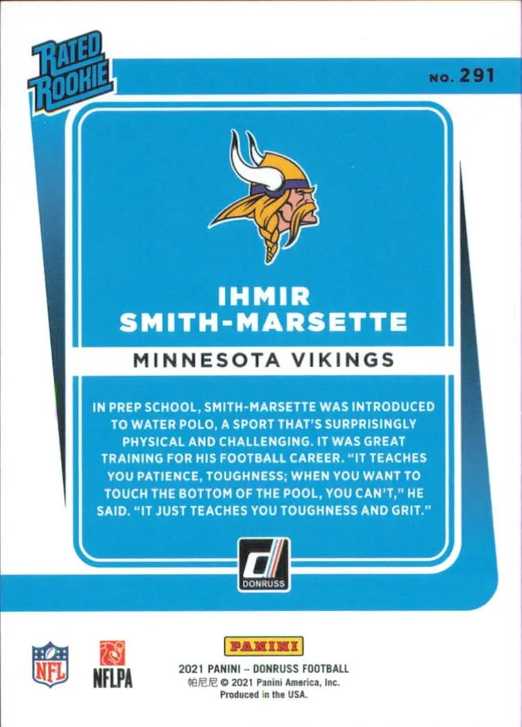 2021 Panini Donruss Rated Rookie #291 Ihmir Smith Marsette Minnesota Vikings NFL - Football Card Single