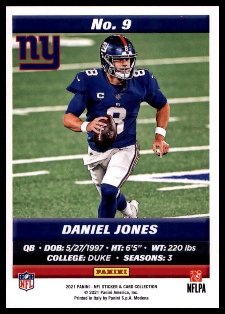 2021 Panini NFL Sticker & Card Collection - Daniel Jones #9 - Football Card Single