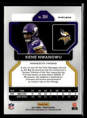 2021 Panini Prizm #364 Kene Nwangwu Neon Green Pulsar - Football Card Single
