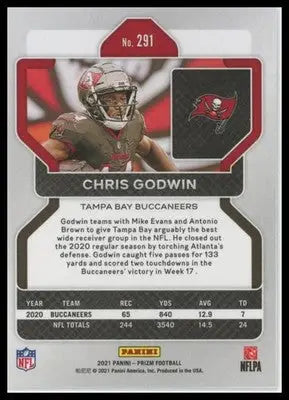 2021 Panini Prizm Base Chris Godwin Tampa Bay Buccaneers 291 - Football Card Single