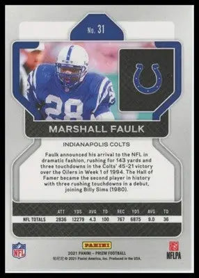 2021 Panini Prizm Base Marshall Faulk Indianapolis Colts 31 - Football Card Single