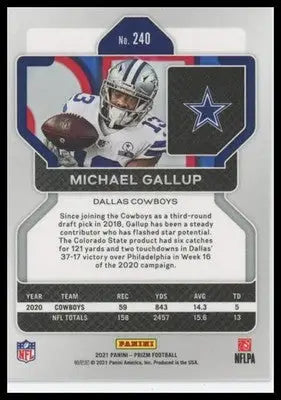 2021 Panini Prizm Base Michael Gallup Dallas Cowboys 240 - Football Card Single