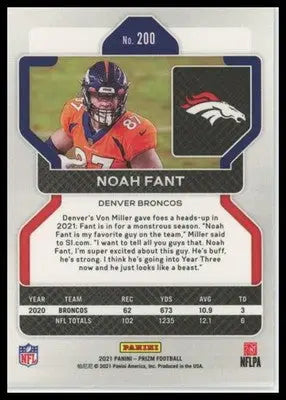 2021 Panini Prizm Base Noah Fant Denver Broncos 200 - Football Card Single