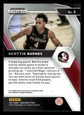 2021 Panini Prizm Draft Picks #6 Scottie Barnes - Basketball Card Single