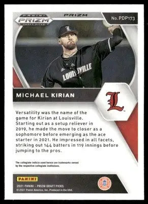 2021 Panini Prizm Draft Picks Michael Kirian #PDP173 Green Baseball - Baseball Card Single