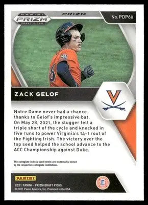 2021 Panini Prizm Draft Picks Zack Gelof #PDP60 Green Baseball - Baseball Card Single