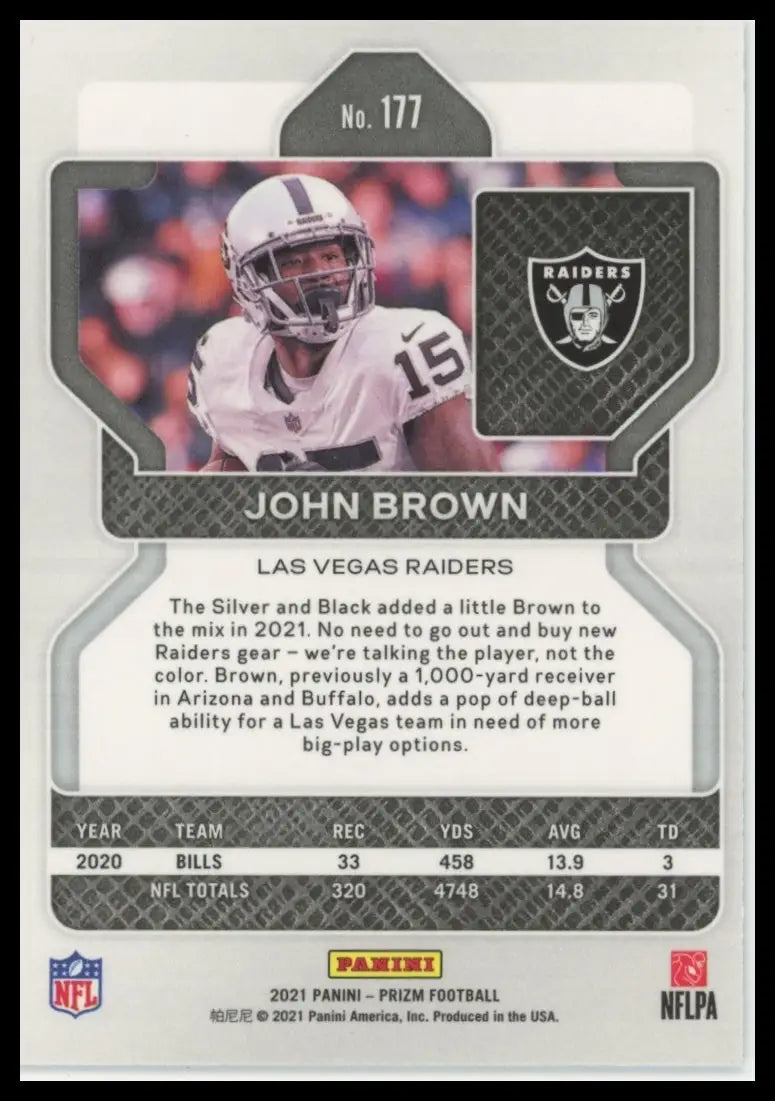 2021 Panini Prizm John Brown 177 Las Vegas Raiders - Football Card Single