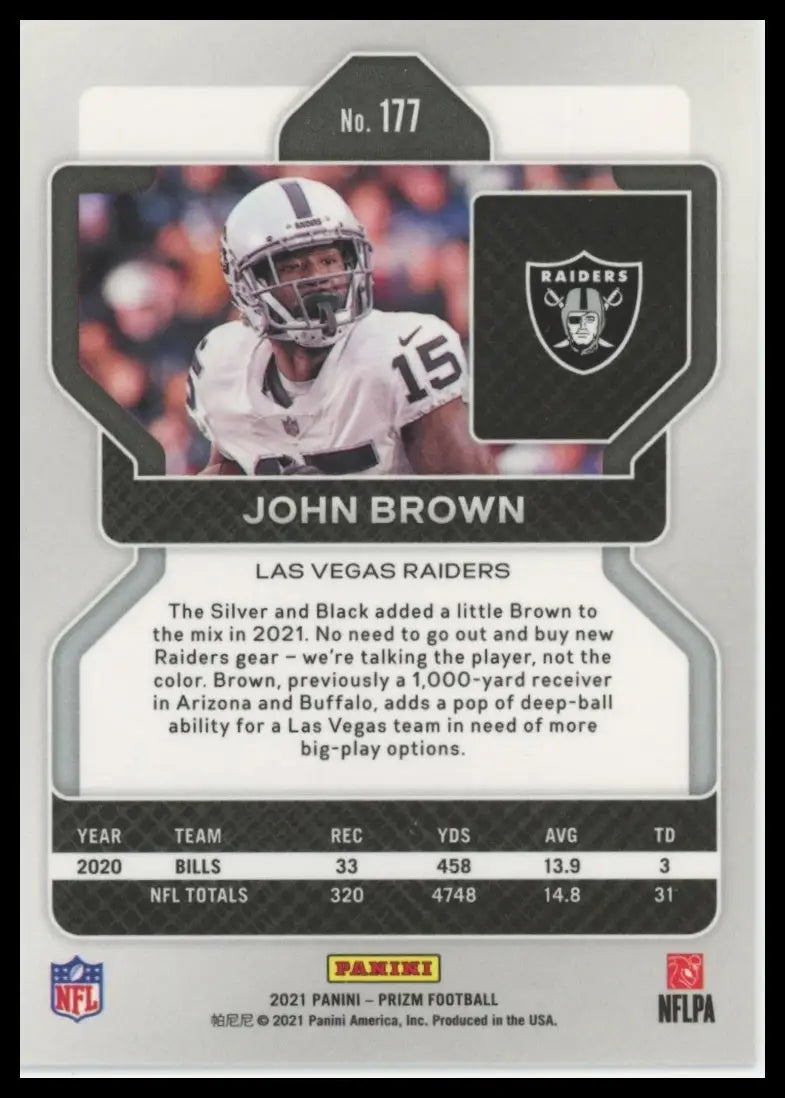 2021 Panini Prizm John Brown 177 Las Vegas Raiders - Football Card Single