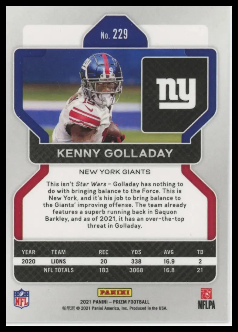 2021 Panini Prizm Kenny Golladay 229 New York Giants NM - Football Card Single