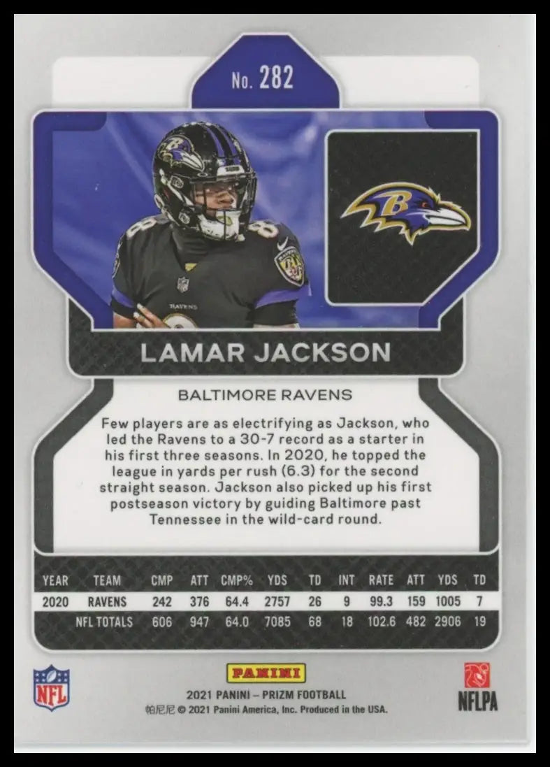 2021 Panini Prizm Lamar Jackson 282 Baltimore Ravens NM - Football Card Single