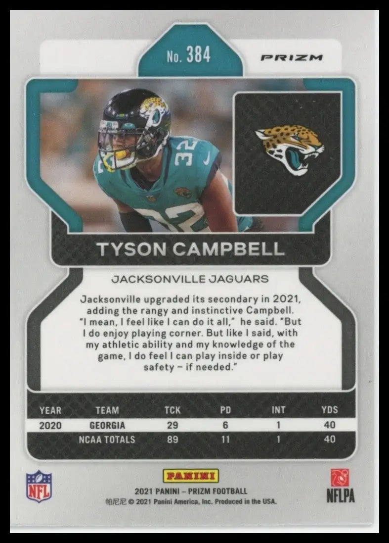 2021 Panini Prizm Red White Blue Tyson Campbell Rookie #384 Jacksonville Jaguar
