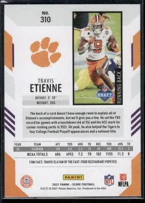 2021 Panini Score Travis Etienne #310 RC Football - Football Card Single