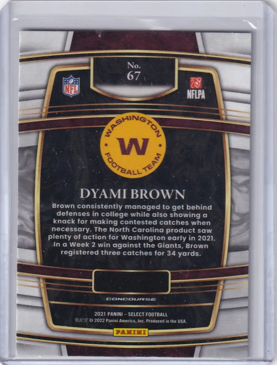 2021 Panini Select Concourse #67 Dyami Brown - Washington Commanders - Football Card Single