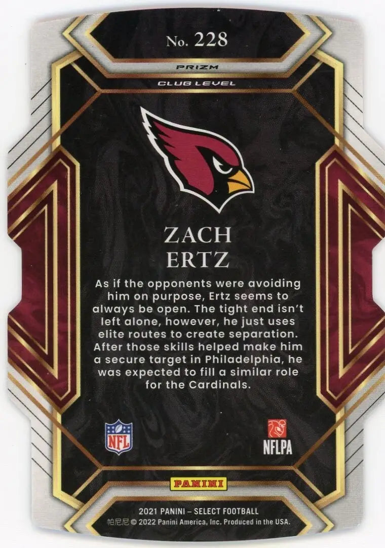 2021 Panini Select Red Blue Club Level #228 Zach Ertz Arizona Cardinals Football - Football Card Single