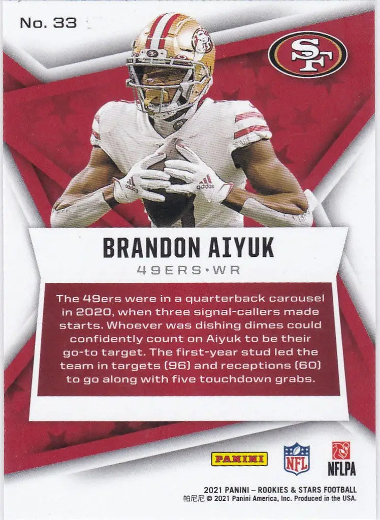 2021 Rookies & Stars #33 Brandon Aiyuk Green Parallel San Francisco 49ers - Football Card Single