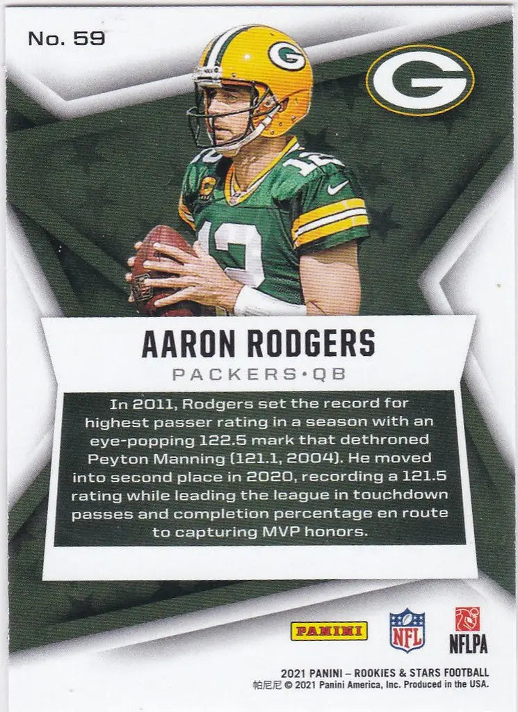 2021 Rookies & Stars #59 Aaron Rodgers Green Bay Packers - Football Card Single