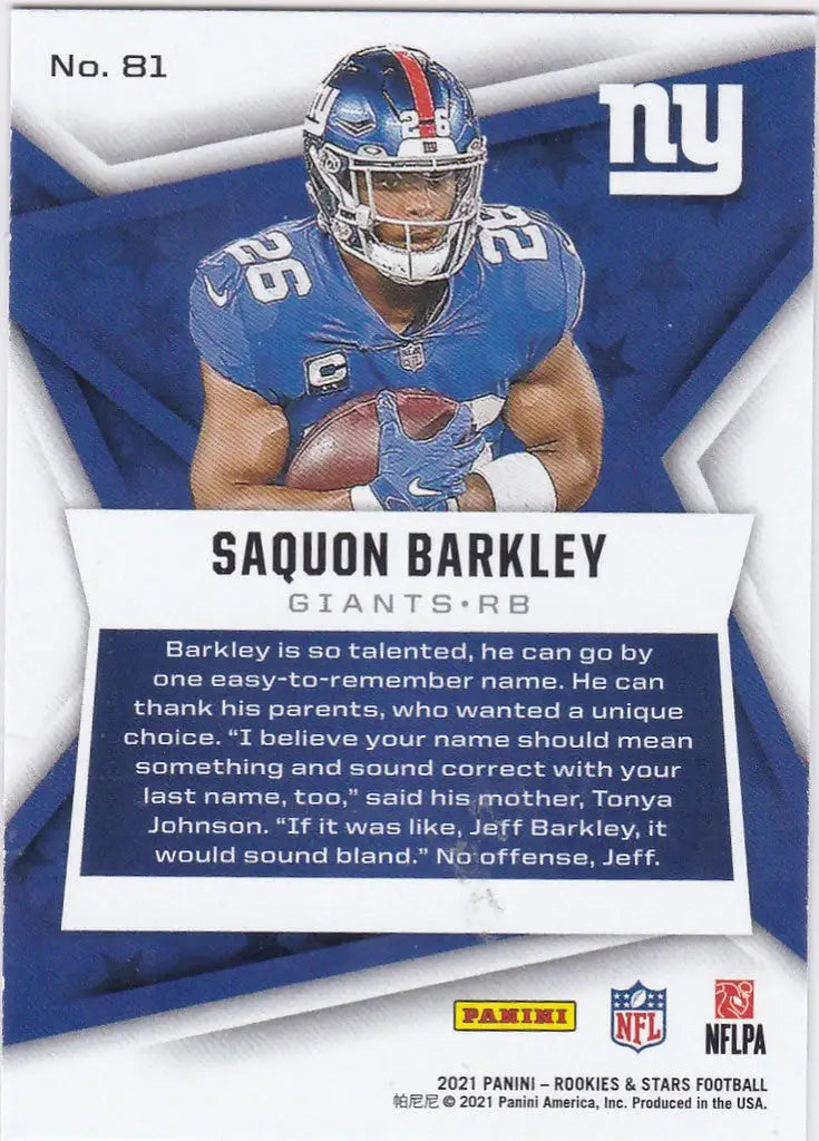 2021 Rookies & Stars #81 Saquon Barkley New York Giants - Football Card Single