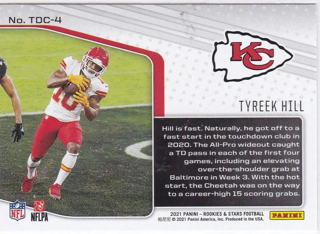 2021 Rookies & Stars Touchdown Club #4 Tyreek Hill Kansas City Chiefs - Football Card Single