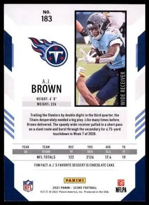 2021 Score Base A.J. Brown Tennessee Titans 183 - Football Card Single