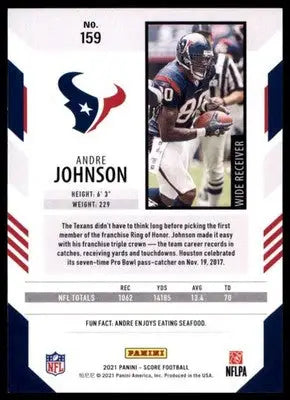 2021 Score Base Andre Johnson Houston Texans 159 - Football Card Single